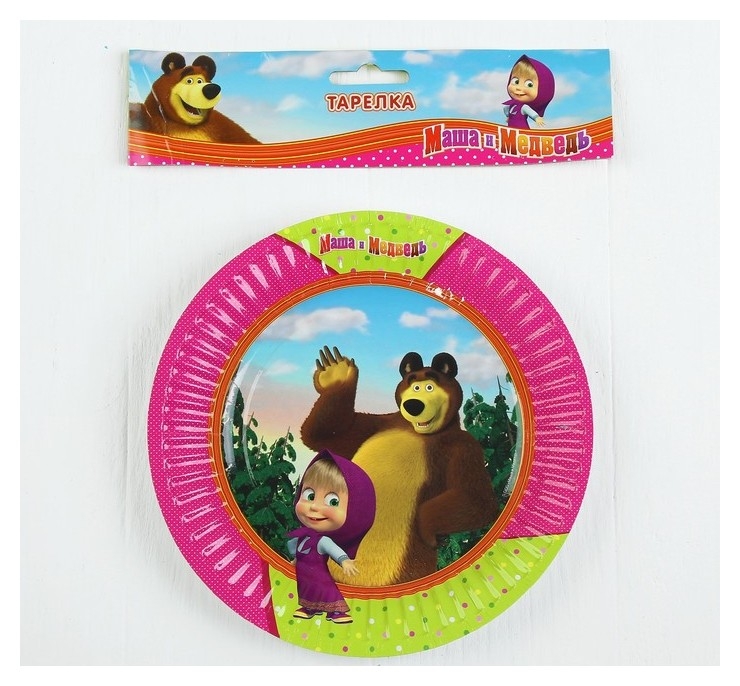 Тарелка бумажная Маша и медведь, 17см, набор 6 шт.