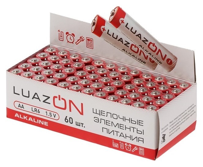 Батарейка алкалиновая Luazon, AA, Lr6, спайка, 4 шт