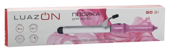 Плойка для волос Luazon Lw-38, D=38 мм, керамическое покрытие, розовая