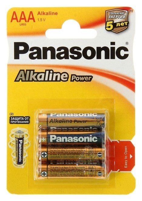 Батарейка алкалиновая Panasonic Alkaline Power, Aaa, Lr03-4bl, 1.5в, блистер, 4 шт.