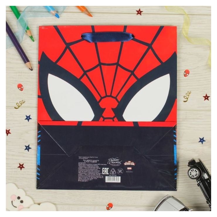 Пакет ламинированный вертикальный Ты- супергерой, человек-паук, 31 х 40 х 11 см