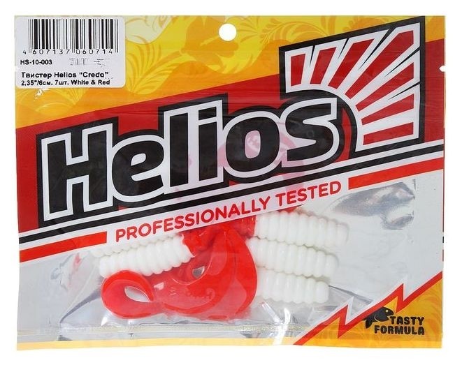 Твистер Helios Credo 6,0 см White  Red Hs-10-003 (Набор 7 шт)