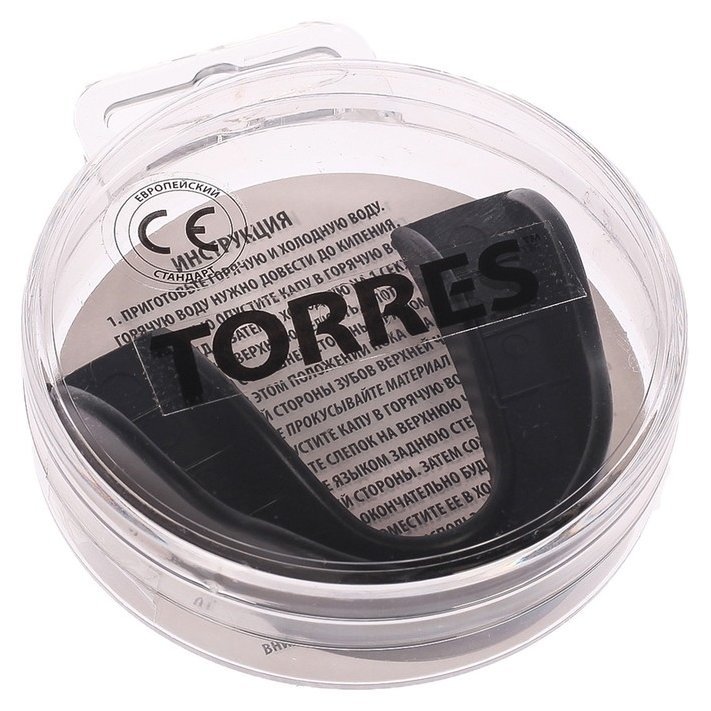 Капа боксёрская Torres Prl1023bk, термопластичная, евростандарт CE Approved, цвет чёрный