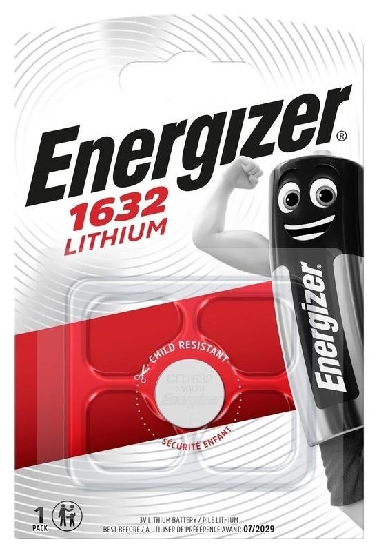 Батарейка литиевая Energizer, Cr1632-1bl, 3В, блистер, 1 шт.