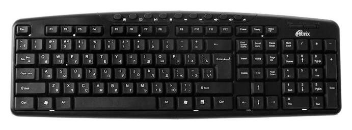 Клавиатура Ritmix Rkb-141, проводная, мембранная, 116 клавиш, Usb, кабель 1.3м, черная