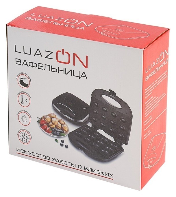 Вафельница Luazon Lt-13, 750 Вт, орешки, антипригарное покрытие, черная