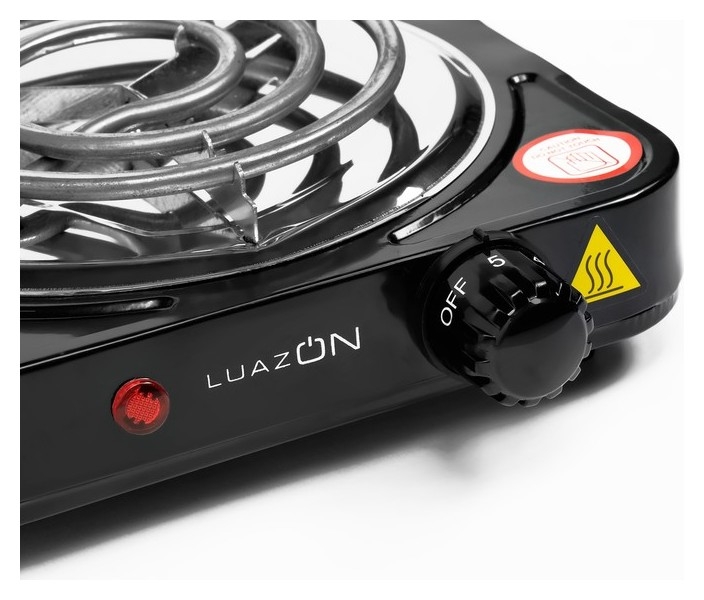 Плитка электрическая Luazon Lhp-001, спираль, черная, 1000 Вт, провод 58 см, D = 13 см