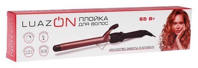 Плойка для волос Luazon Lpv-14, D=38 мм, 65 Вт, 100-230 °С, керамическое покрытие