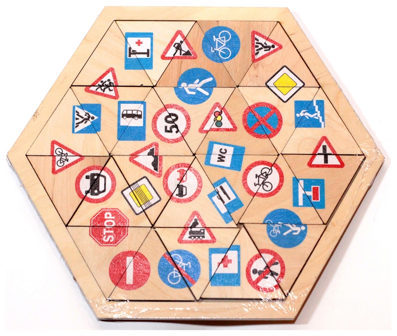 Пазл деревянный Дорожные знаки (Занимательные треугольники)