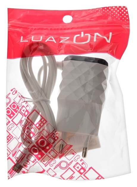 Сетевое зарядное устройство Luazon Lcc-25, 2 Usb, 1 A, Lightning, цвет черно-белое