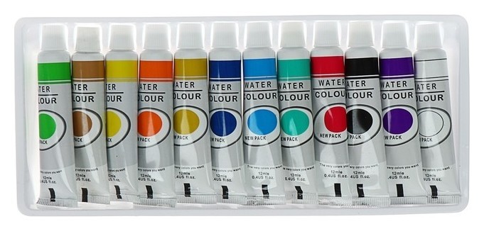 Краски акварельные Superior, профессиональные,12 цветов, в пластиковой тубе, 12 мл