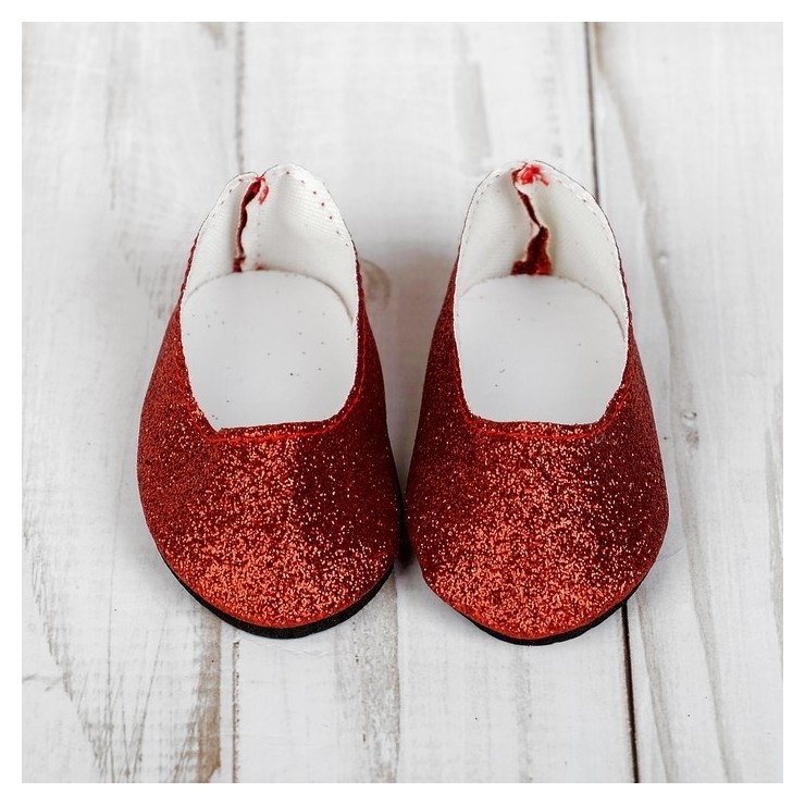 Туфли для куклы Блёстки, длина стопы: 7 см, цвет красный