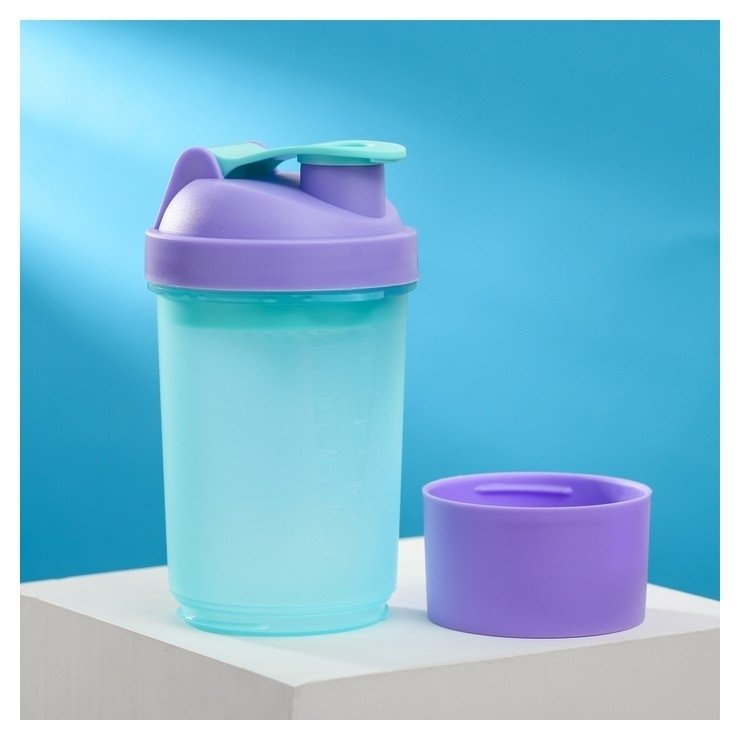 Шейкер спортивный с чашей под протеин, цвет фиолетовый, 500 мл