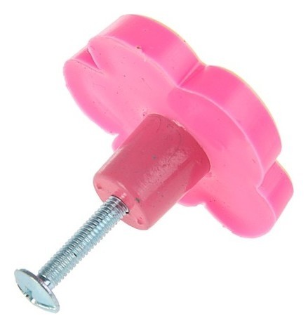 Ручка кнопка детская KID 024, Цветочек 2, резиновая, розовая