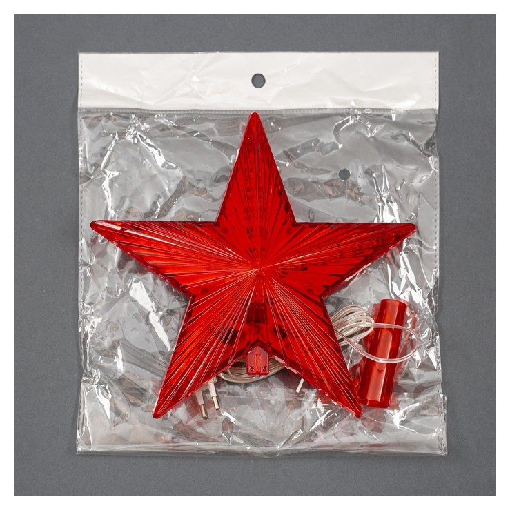 Фигура Звезда красная ёлочная 22х22 см, пластик, 30 Led, провод 2 м, 240v красный