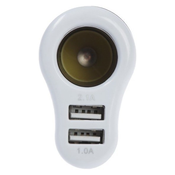 Разветвитель прикуривателя 2 USB 2.1 А, 12/24 В, белый