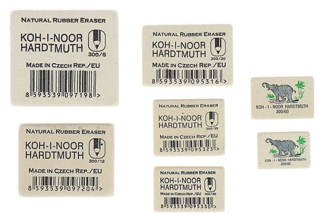 Набор ластиков 7 штук Koh-i-noor Elephant 300/08-300/80, белые