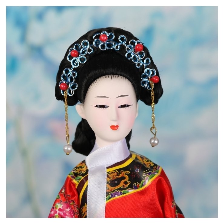 Кукла коллекционная Китаянка в национальном платье с фонариком 28х12,5х12,5 см