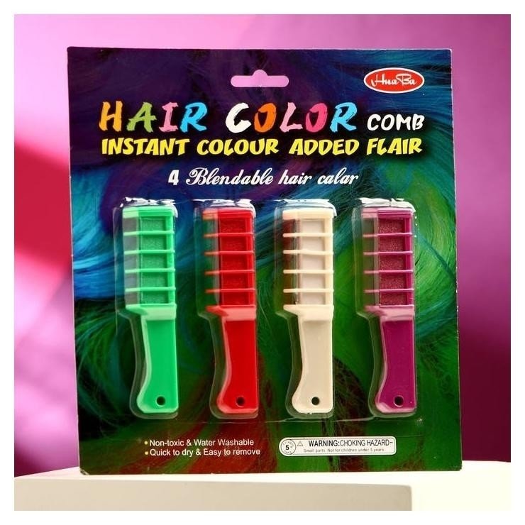 Мелки для волос с насадкой набор 4 цвета