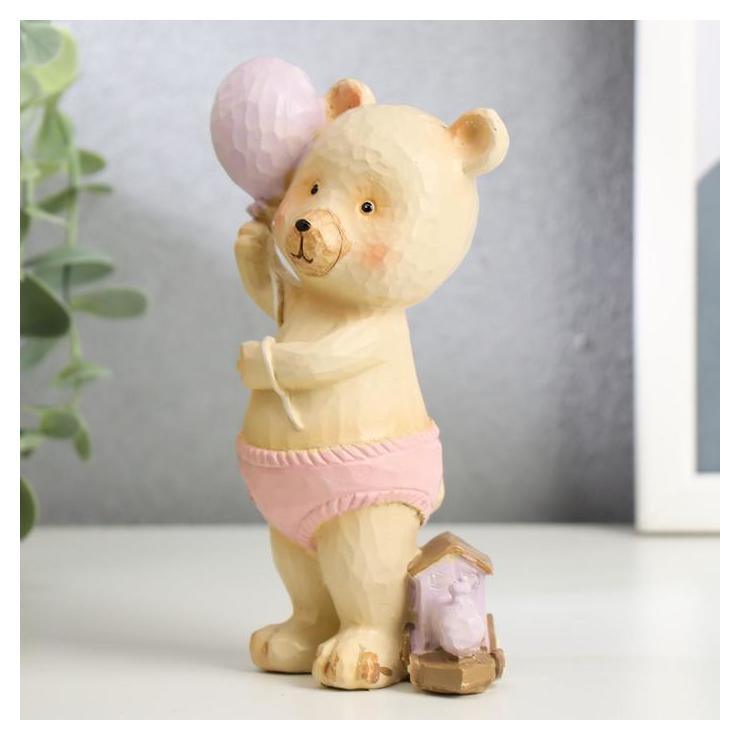 Сувенир полистоун Медвежонок в трусиках, с игрушкой 13х5,5х5 см