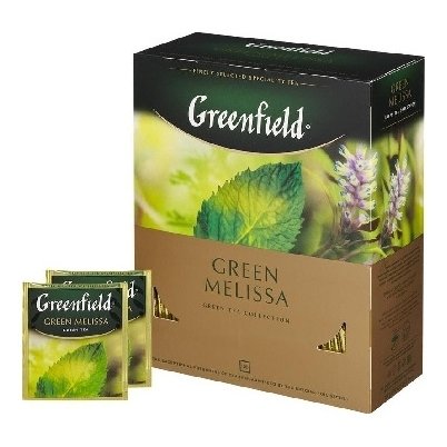 Чай Greenfield (Гринфилд) Green Melissa, зеленый, с мятой, 100 пакетиков в конвертах по 1,5 г, 0879