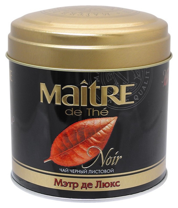Чай Maitre (Мэтр) Мэтр де люкс, черный, листовой, жестяная банка, 100 г, бар165р