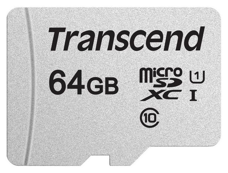 Карта памяти Microsdxc 64 GB Transcend Uhs-i U1, 95 мб/сек (Class 10), адаптер, Ts64gusd300s-a