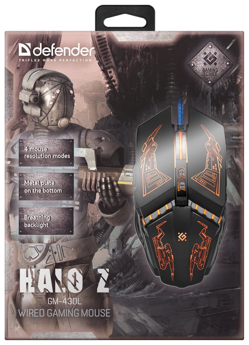 Мышь проводная игровая Defender Halo Z Gm-430l, Usb, 6 кнопок+1 колесо-кнопка, оптическая, черная, 52430