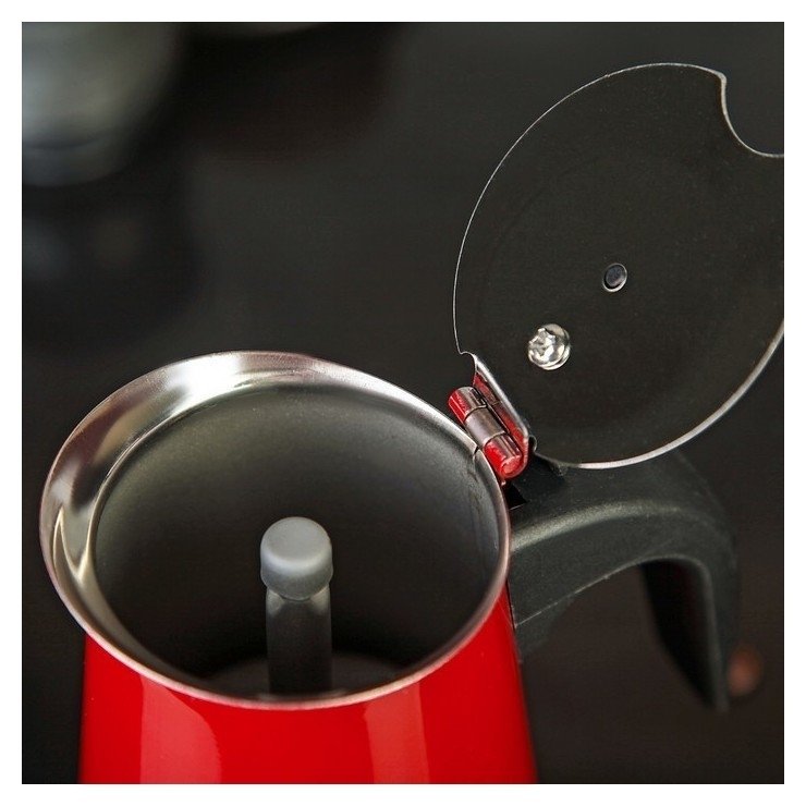 Кофеварка гейзерная «Итальяно», на 4 чашки, цвет красный