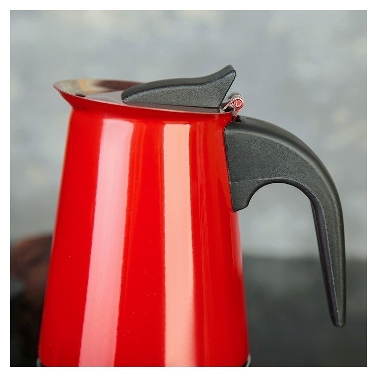 Кофеварка гейзерная «Итальяно», на 4 чашки, цвет красный