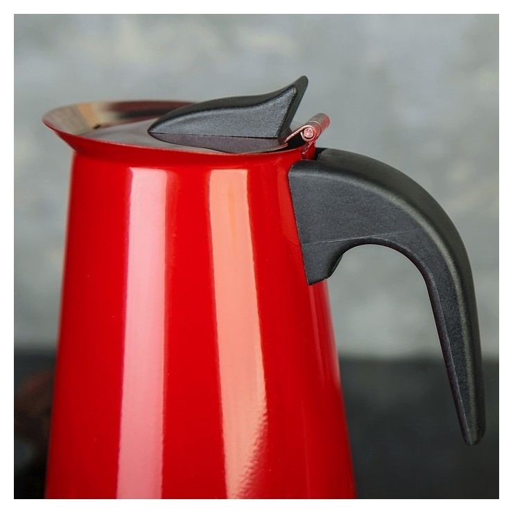 Кофеварка гейзерная «Итальяно», на 6 чашек, цвет красный