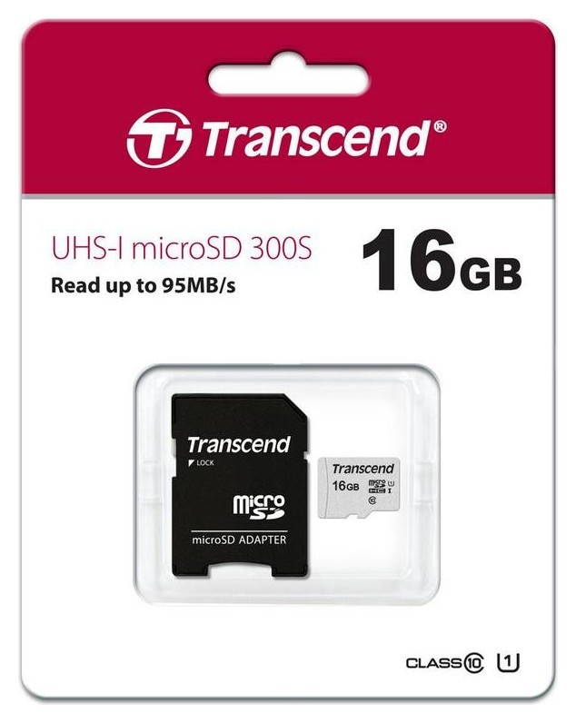 Карта памяти Transcend 300s Microsdhc 16gb Uhs-i Cl10 +ад, Ts16gusd300s-a