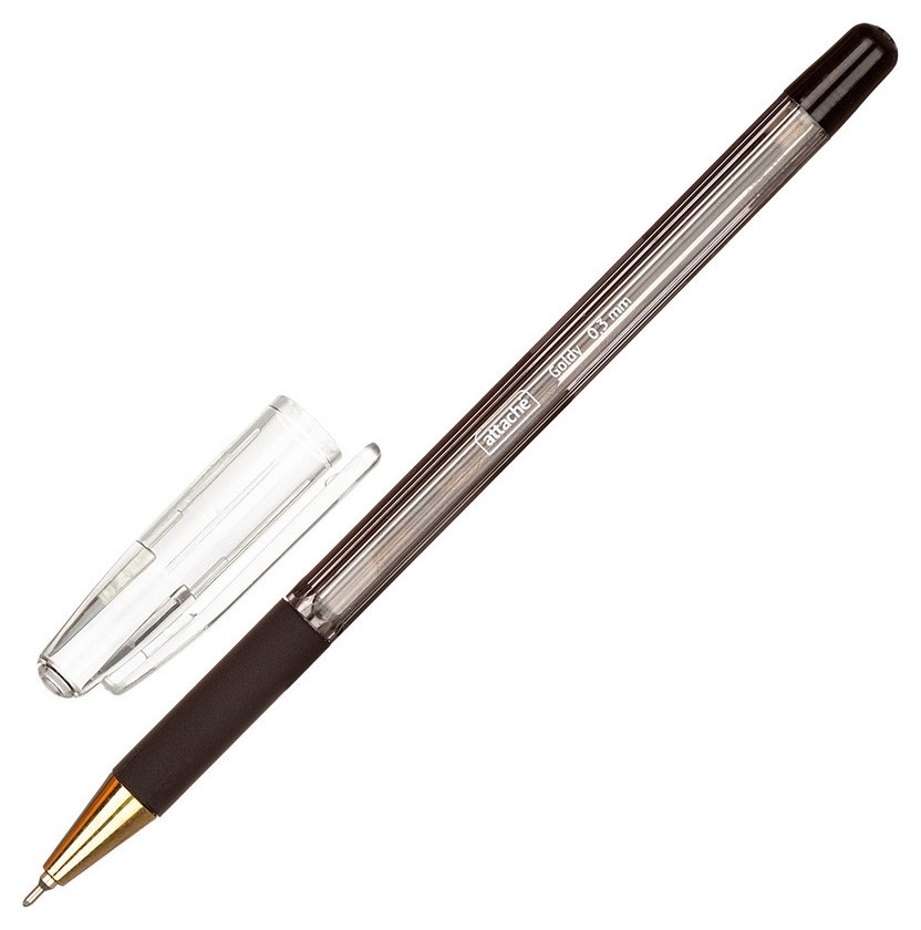 Ручка шариковая Attache Goldy, 0,3мм, черный, маслян.,неавт., с манж.