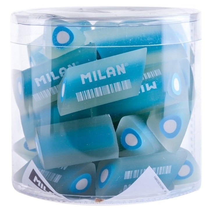 Ластик пластиковый Milan Ppmf30, треугольный, полупрозрачный, голубой