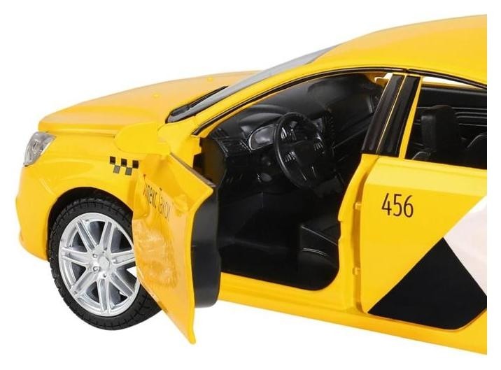 Машина металлическая Lada Vesta яндекс такси 1:24, открываются двери, багажник, световые и звуковые эффекты, цвет жёлтый