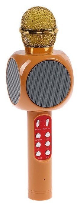 Микрофон для караоке Luazon, Bluetooth колонка, модель Lzz-60, 1800 мач, Led, оранжевый