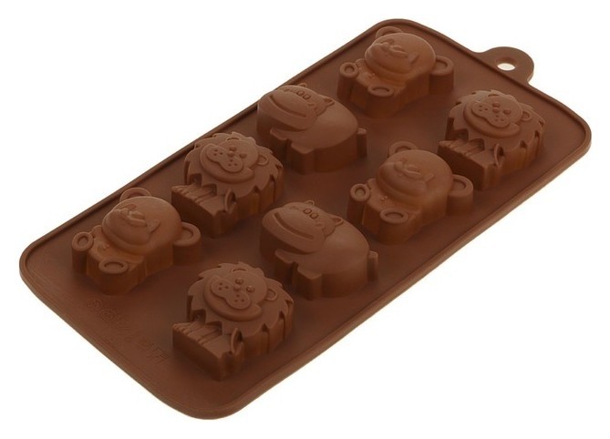 Форма для льда и шоколада Зоопарк, 22x12 см, 8 ячеек (3,9x3,5 см)