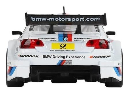 Машина металлическая BMW M3 DTM 1:32, инерция, световые и звуковые эффекты, открываются двери, цвет белый