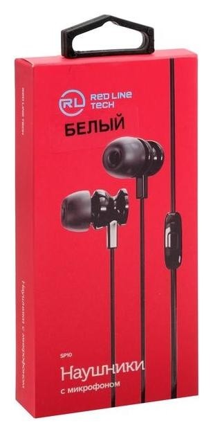 Наушники Red Line Stereo Headset Sp10, вакуумные, микрофон, 113 дБ, 16 Ом, 1.2 м, белые