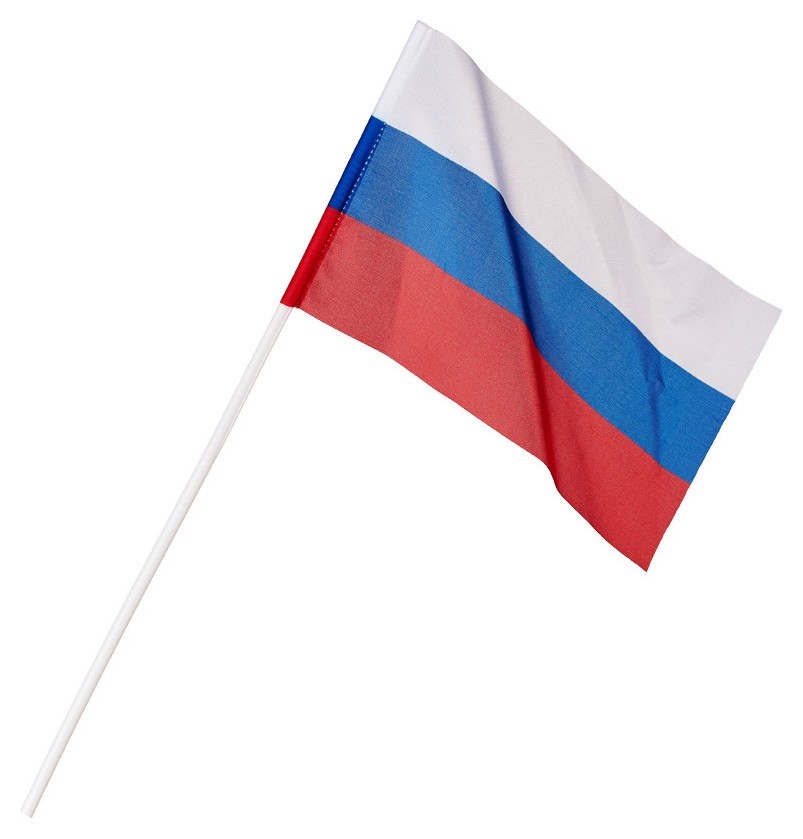 Флаг РФ 12 х 18 см, с флагштоком 40 см