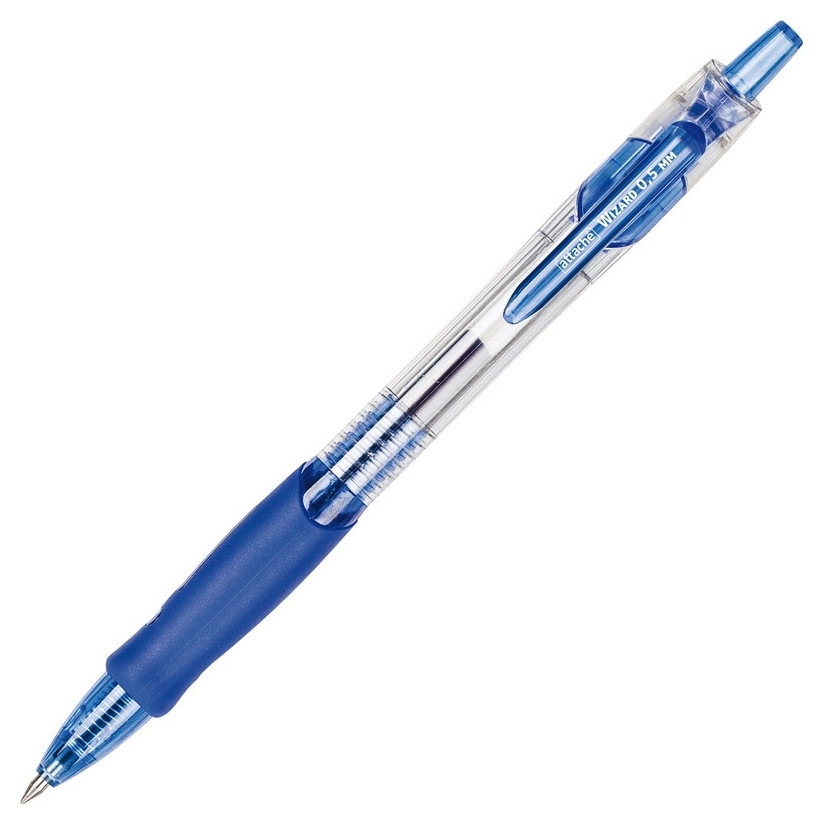 Ручка гелевая Attache Wizard синий, автомат. 0,5мм, резин. манжетка