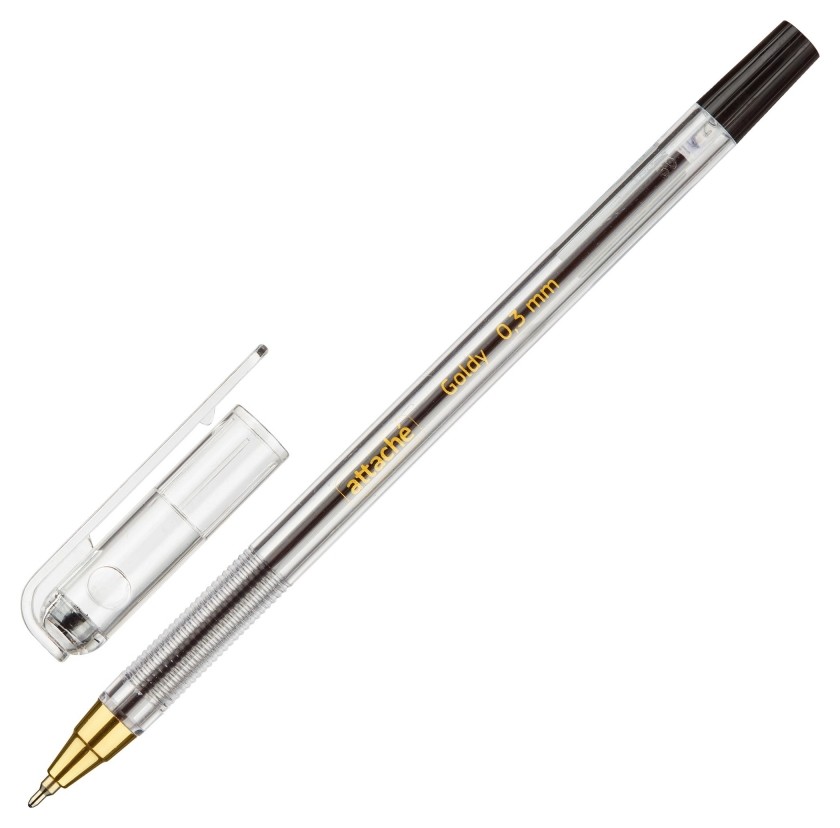 Ручка шариковая Attache Goldy, 0,3мм, черный, маслян.,неавт., б/манж.