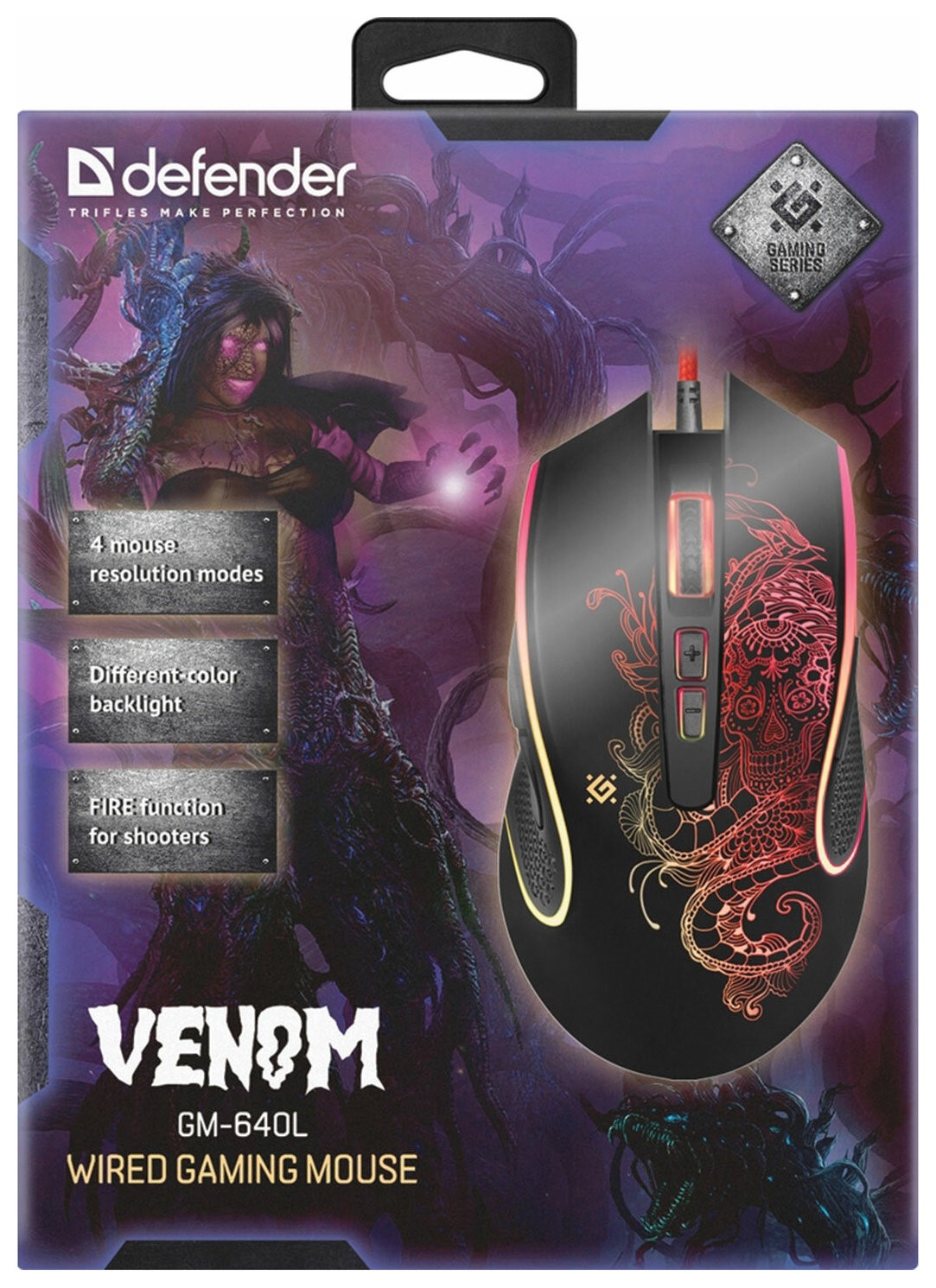 Мышь компьютерная игровая Defender Venom Gm-640l,3200dpi,8 кнопок,подсветка