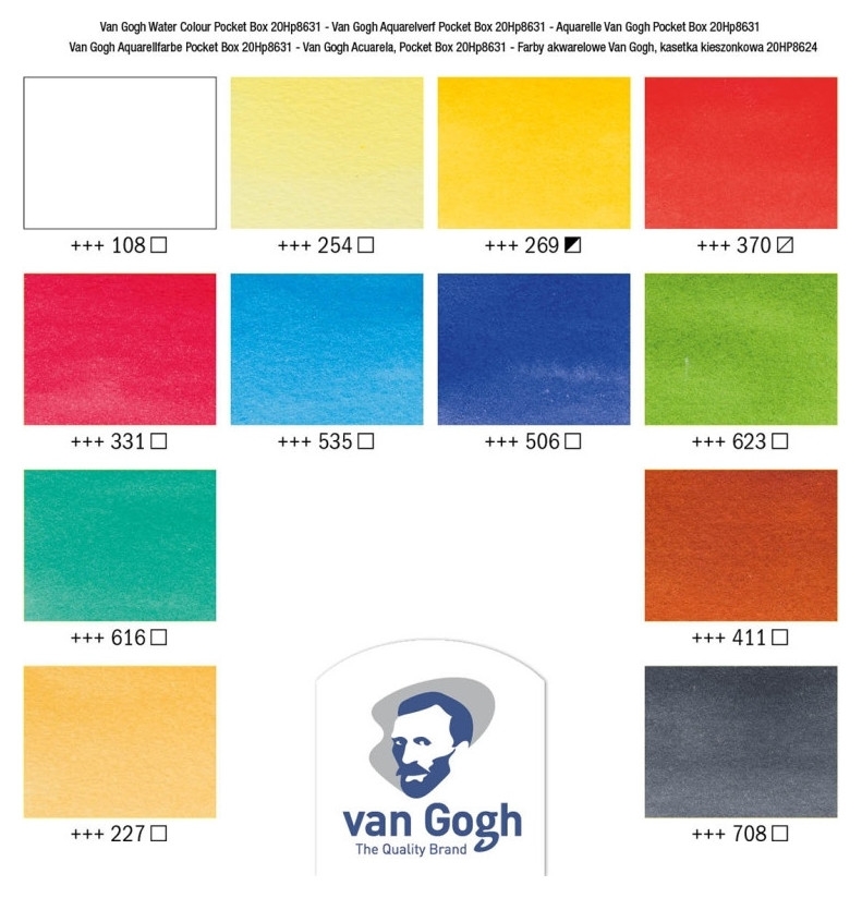 Краски акварельные Van Gogh 12цв кювета пластик.короб, 20808631