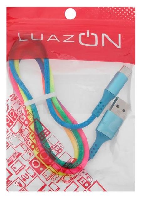 Кабель Luazon, Type-c - Usb, 2 A, 1 м, оплётка нейлон, разноцветный