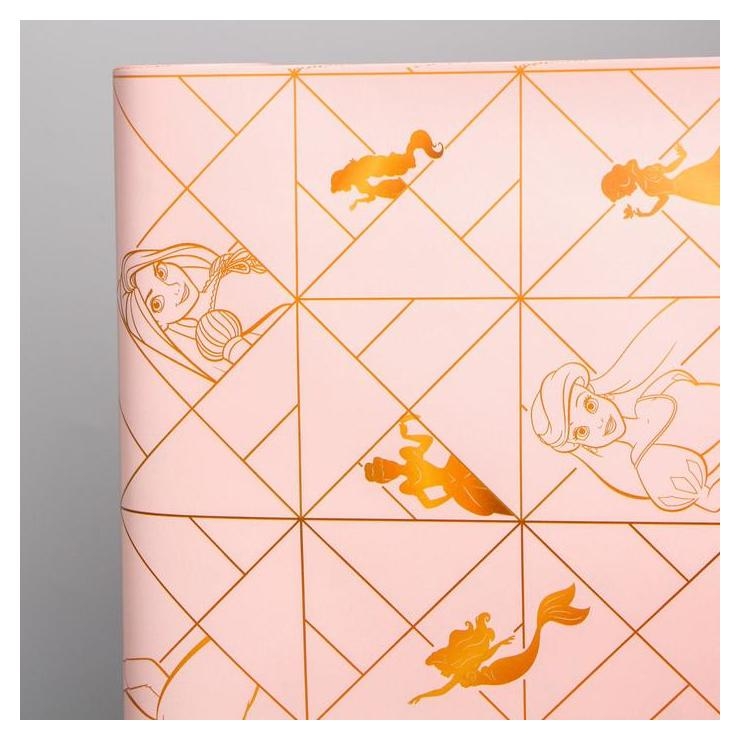 Бумага упаковочная глянцевая двусторонняя Принцессы Дисней 60x90 см Цвет персиковый