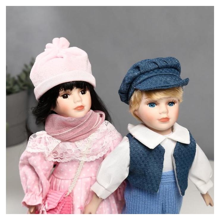 Кукла коллекционная парочка набор 2 шт Полина и кирилл в розовых нарядах 30 см
