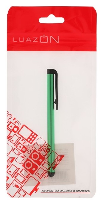 Стилус Luazon, для планшета и телефона, 10 см, тепловой, с креплением, зелёный