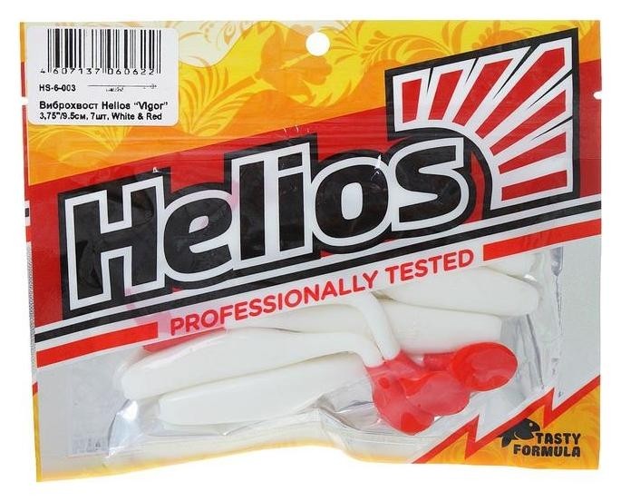 Виброхвост Helios Vigor 9,5 см White  Red Hs-6-003, 7 шт.