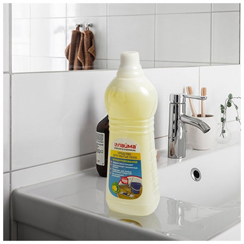 Средство для мытья пола Лайма Professional. лимон, 1 литр, концентрат